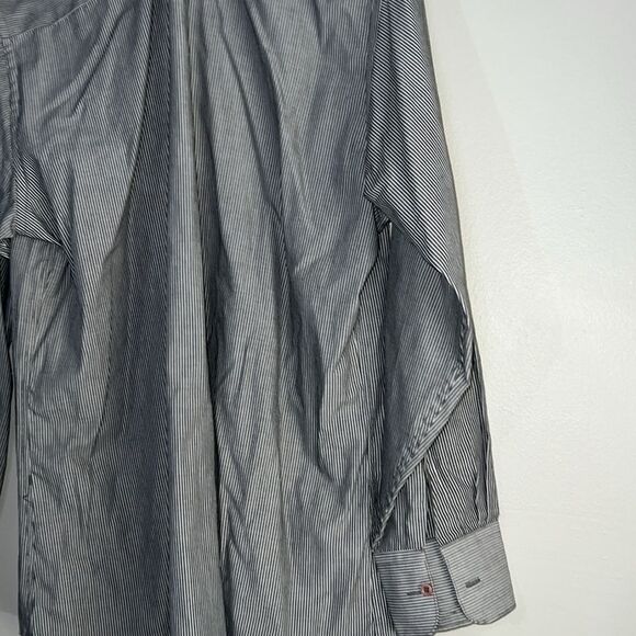 Diamante Mens Grey / White Single Needle Tailoring Dress Shirt - Picture 7 of 7